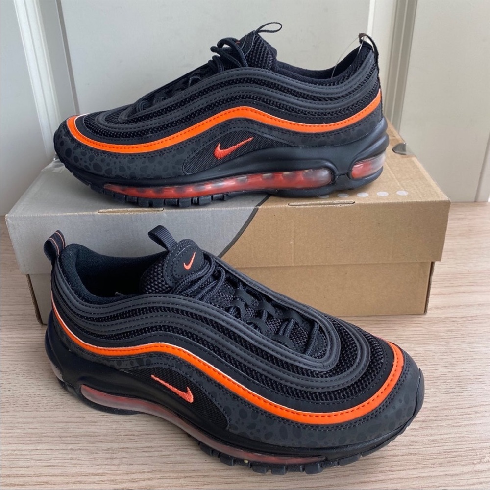Nike Air Max 97 Black/ Volt Orange Sneakers- Sizes 5.5 Y, 6.5 Y